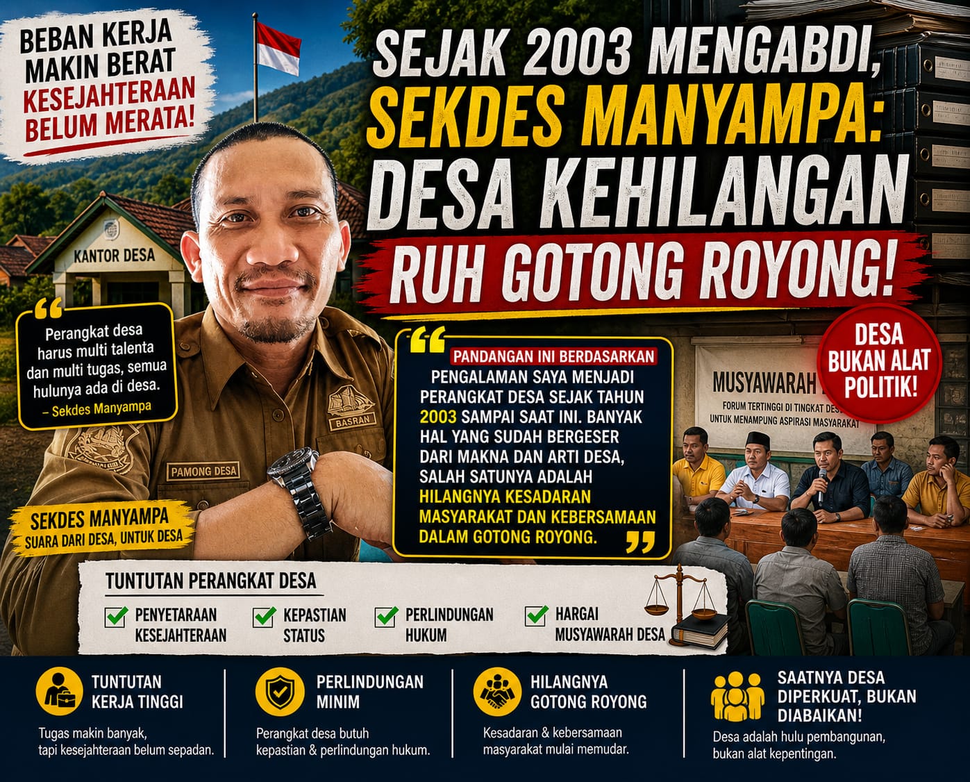 Sekdes Manyampa Soroti Beban Desa dan Perangkat Desa: Pemerintah Pusat Perlu Evaluasi Arah Kebijakan
