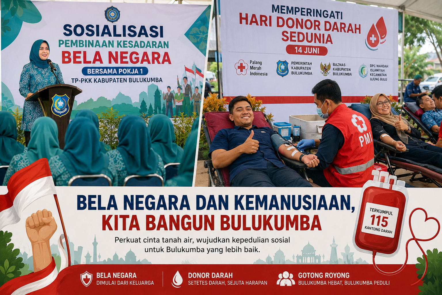 Ketua TP PKK Bulukumba Gaungkan Bela Negara, Aksi Donor Darah Himpun 115 Kantong untuk Selamatkan Nyawa