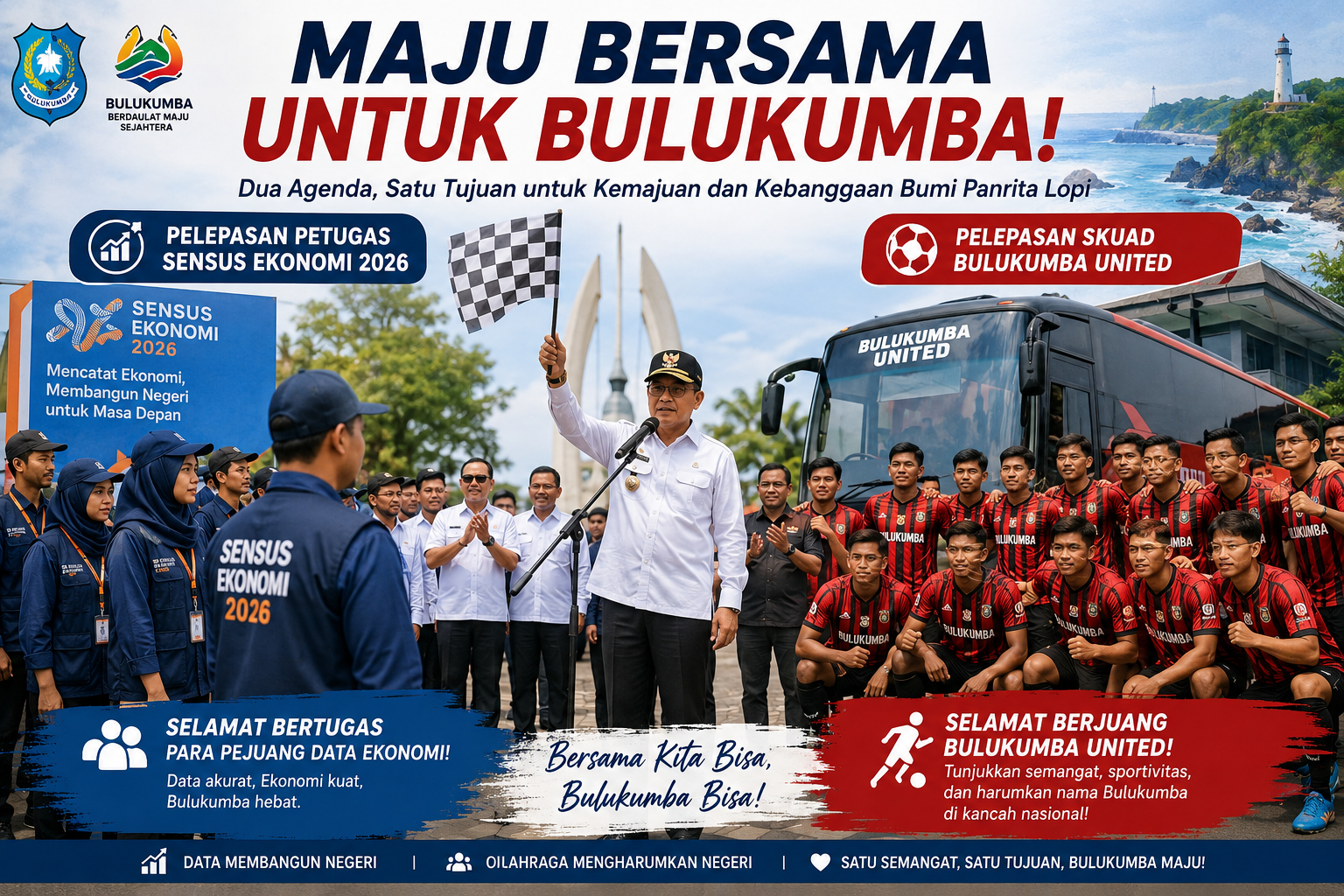 Wakil Bupati Bulukumba Lepas Petugas Sensus Ekonomi 2026 dan Bulukumba United, Satu Semangat untuk Kemajuan Daerah
