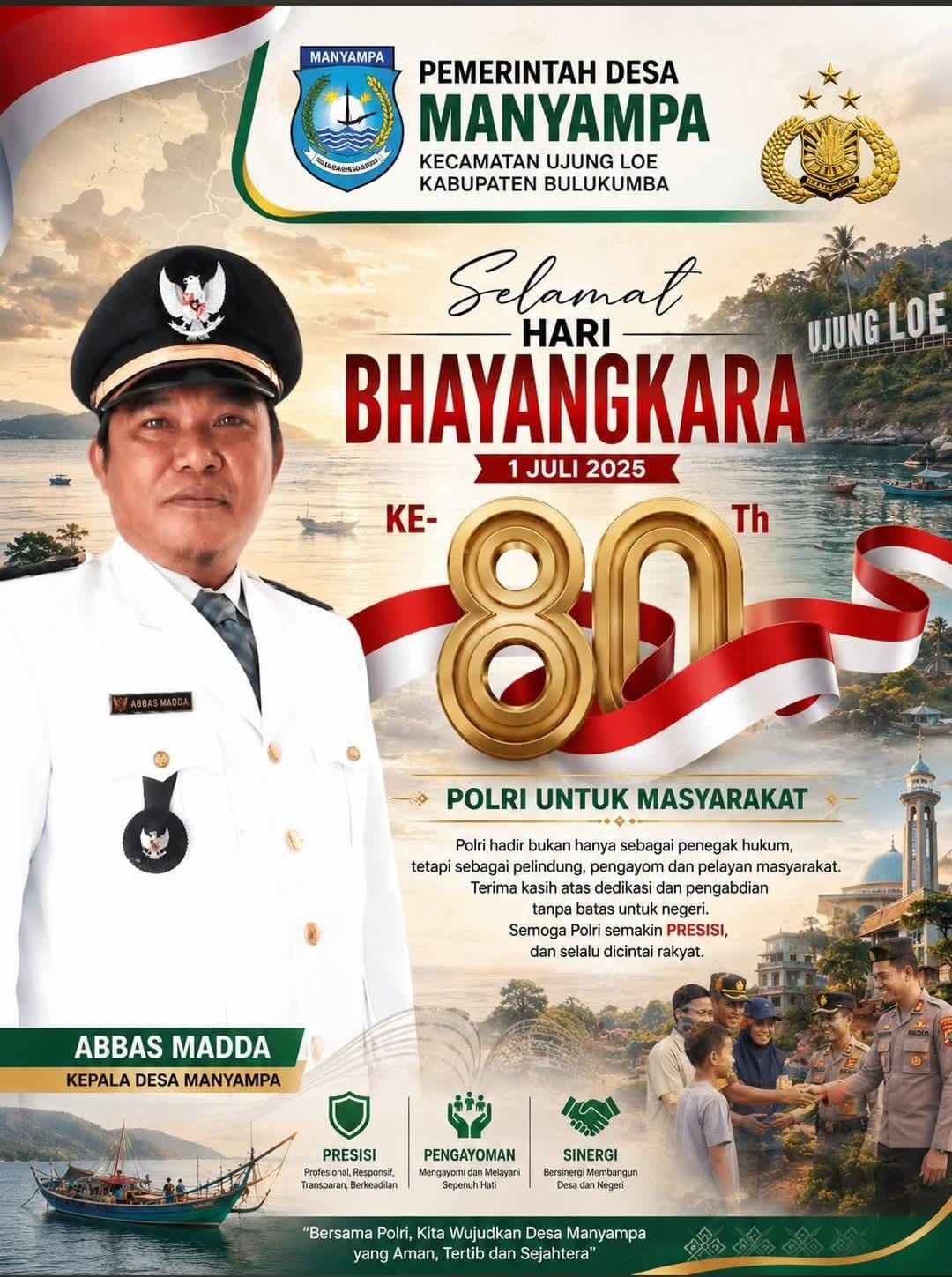 HUT Bhayangkara ke-80: Kades Manyampa Apresiasi Dedikasi Polri Jaga Kamtibmas, Dorong Kemajuan Desa Pesisir Bulukumba